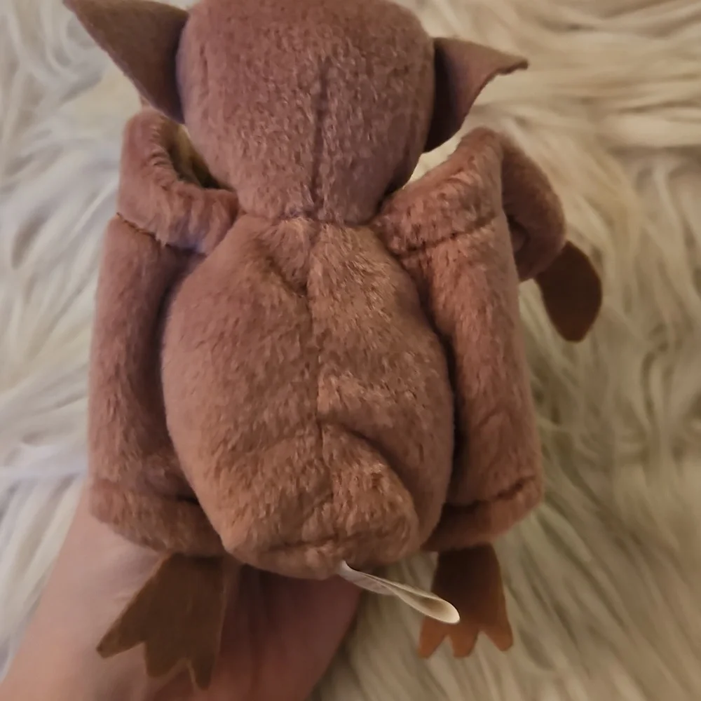 Batty Beanie Baby (1996) | Tan w/ Pink Nose | Velcro Wings | All Tags Attached